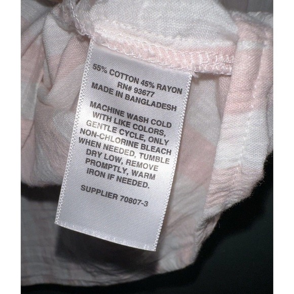 St Johns Bay Women’s Cotton Blend Button Down Top Sz. 1X Pink Stripe V-Neck - Picture 6 of 9